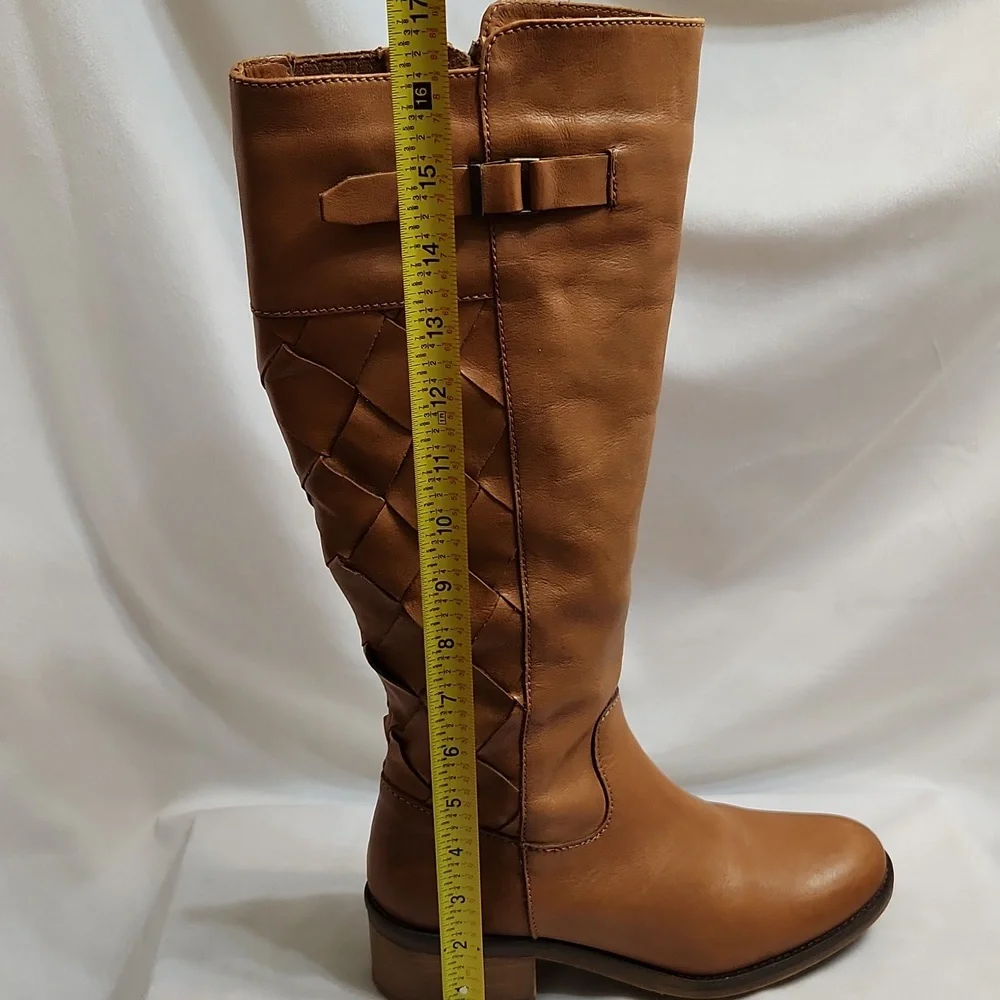 Fabianelli Woven Brown Leather Tall Lined Boots (W Size 37)